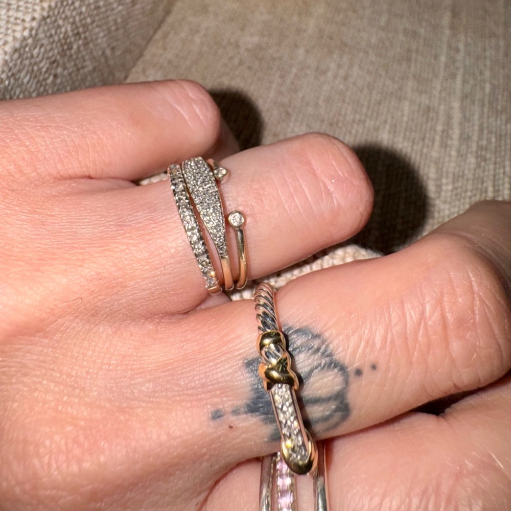 Mejuri 14k Gold Open Ring with Natural Diamonds Size 5 - Picture 3 of 7